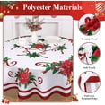 thumbnail image 2 of 60 Inch Round Christmas Tablecloth, Washable Premium Fabric Xmas Table Cloth Poinsettia Flowers and Bell Tablecloths, Waterproof Dining Table Cover for Kitchen Party Picnic Dinner Decor, 2 of 5
