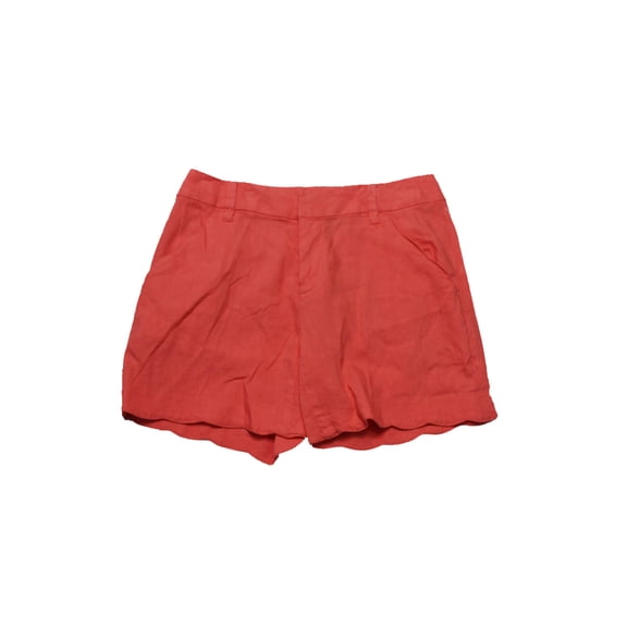 Inc International Concepts Womens Rose Coral Linen-Blend Scalloped Shorts 0