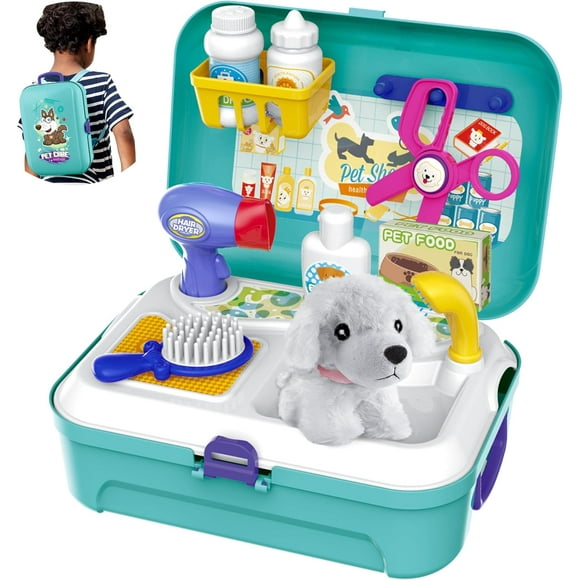 Imaginative Pet Doctor Kit, Interactive Role-Play Set with Portable Animal Clinic for Little Veterinarians, Encourages Compassion & Learning