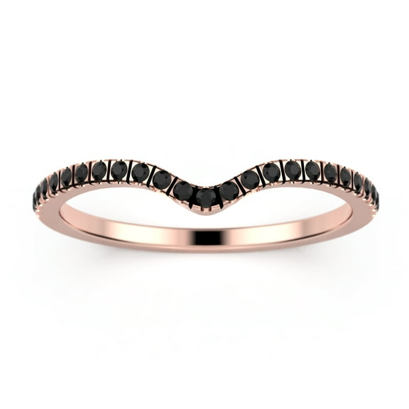 1.1mm round cut, 25 stones Black Diamond Moissanite wedding band 10K rose gold