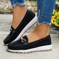 thumbnail image 4 of Women's Platform Vintage Suede Loafers Lightweight Non Slip Work Shoes Wide Width Low Wedge Slip On Sneakers Black Size 8.5, 4 of 5