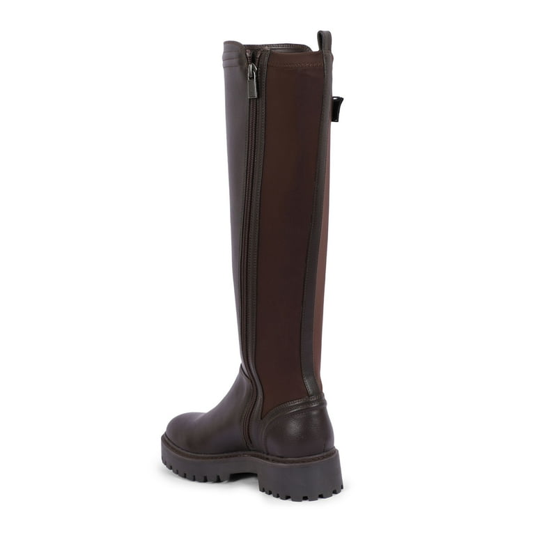 REACTION KENNETH COLE Womens Black Buckle Accent Stretch Salt Round Toe Block Heel Zip Up Riding Boot 10 M