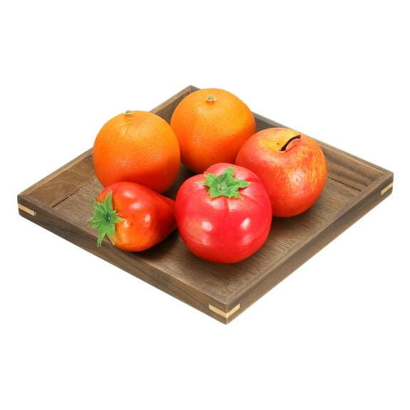 Uxcell Bamboo Serving Tray, 6 x 6 Inch Square Wooden Trays Portable Serving Platters for Food Fruit, Snacks, Bread, Vanity, Weddings, Picnics, Brown (Inner Slant)