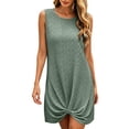 thumbnail image 3 of Bxsruta Women's Sleeveless Twist Knot Tunic Dress - Casual Crew Neck Knit Summer Mini Dress, Pullover Lightweight Soft Breathable Stretchy and Comfortable Fabric for Everyday Wear, 3 of 7