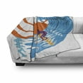 thumbnail image 3 of Summer Soft Flannel Fleece Throw Blanket, Beach Theme Hot Vibes Surfing Sport Sea Ocean Waves Sun Image Poster, Cozy Plush for Indoor and Outdoor Use, 70" x 90", Sky Blue Orange, by Ambesonne, 3 of 6