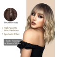 thumbnail image 4 of AmPm 12 Inches Short Straight Blonde Bob Synthetic Hair Wigs with Dark Roots for Women Cosplay Daily Party Use, 4 of 8