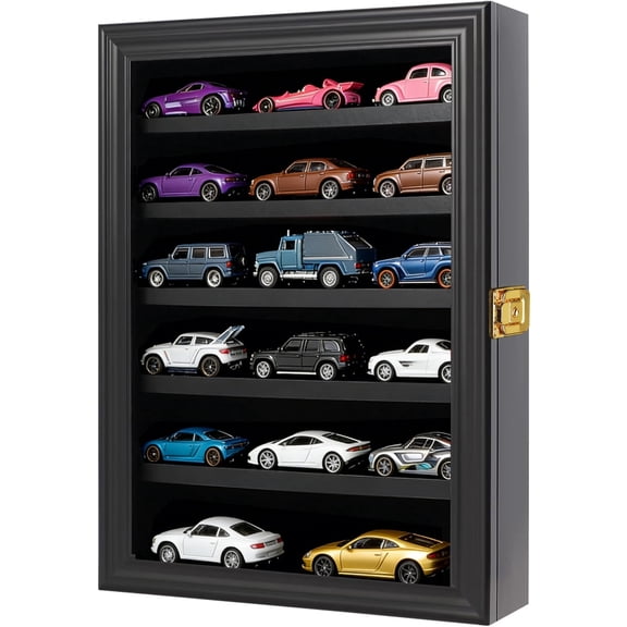 Toy Cars Display Case, 1/64 Scale Diecast Car Display Case  -Black-Small(10*14 in)