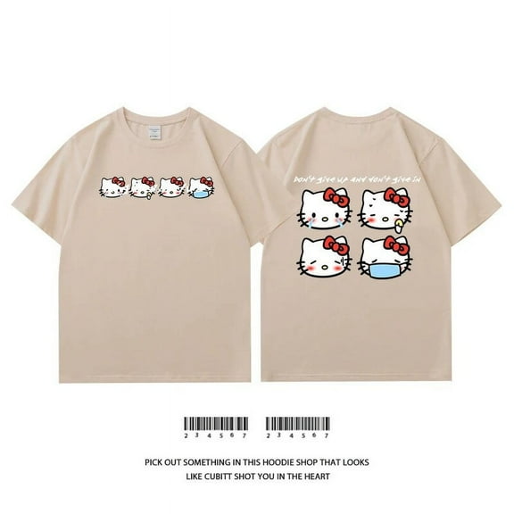 Cartoon Hellokitty Short-Sleeved T-shirt Boys And Girls Children's clothing Family Dress 2024 Summer New Fashion Brand Tops
