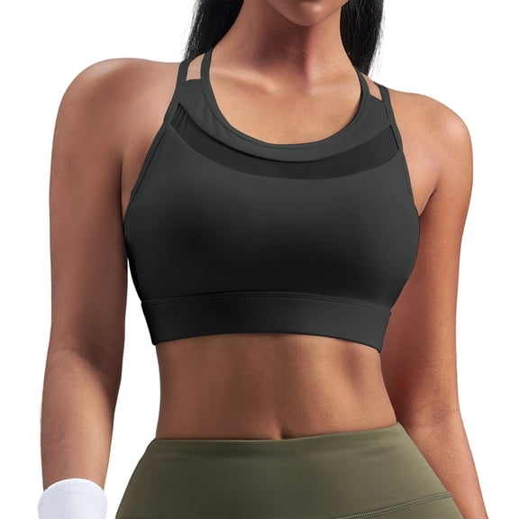 Plus Size Sports Bras for Women Solid Color Adjustable Racerback Padded Daily Bra for Yoga Gym Fitness Workout