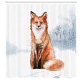 thumbnail image 3 of Ambesonne Fox Shower Curtain, Fine Art Winter Animal Painting, 69"Wx84"L, Blue Grey Burnt Orange, 3 of 5
