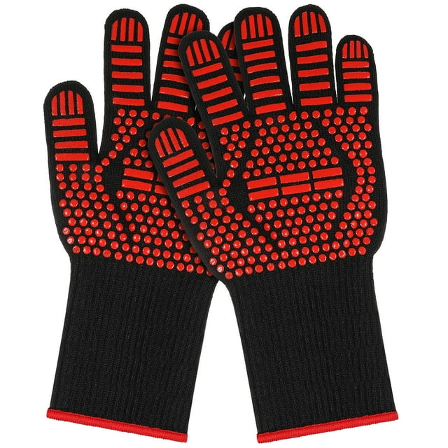 unbranded 1Pair Red Protective Heat Resistant Gloves for Cooking Barbecue Oven Use Breathable and