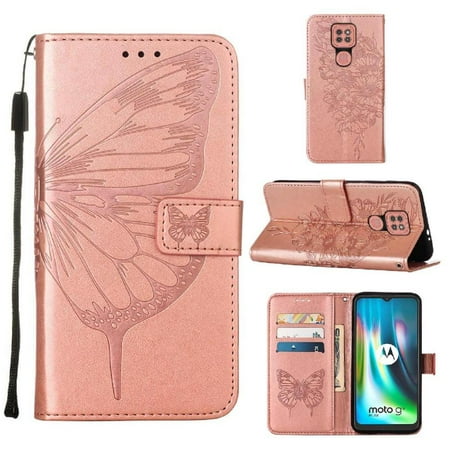 

Case for Motorola Moto G9/G9 PLAY Premium Leather Embossing Butterfly Flip Cover Magnetic