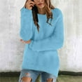 thumbnail image 2 of Pullover Sweatshirts for Women Fall Winter Loose Fit Crewneck Long Sleeve Batwing Off the Shoulder Pleated Plain Leisure Cotton Tunic Tops Pullovers(Blue,XXXXXL), 2 of 7