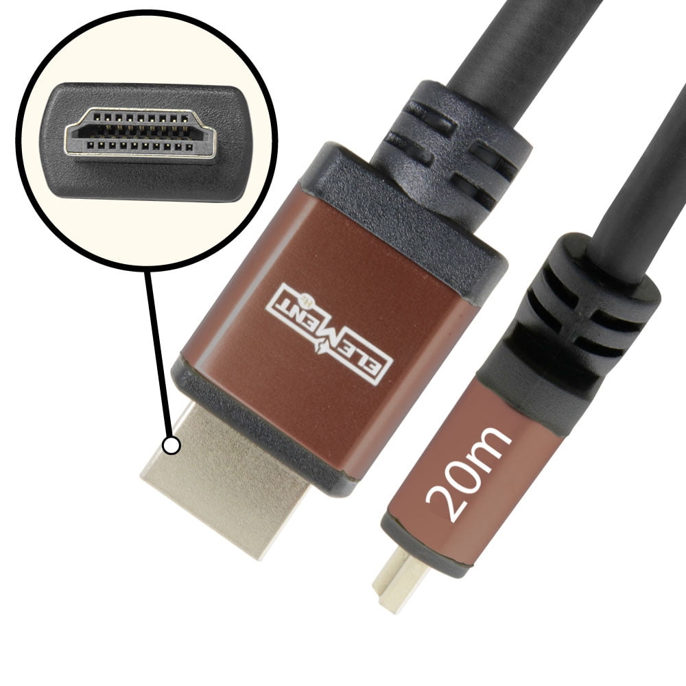 Element-Hz™ 4K HDMI Cable High Speed w/ Ethernet (Brown Ends = 20 Meters / 65.6ft)