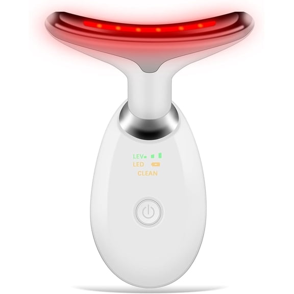 Neck Face Massager, Face Sculpting Tool, 3 Modes and Vibration Facial Massager, Portable Light Therapy for Skin Care, Smoothing, Firming (White)