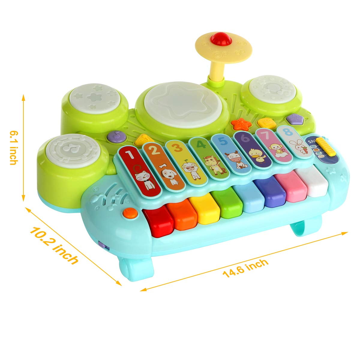 Electronic Early Educational Instrument Learning Toys for Baby 1 2 3 Years Old Hitish Toddler Musical Piano Toy 3 in 1 Piano Keyboard Xylophone Drum Set