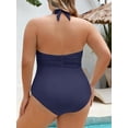 thumbnail image 5 of Minjewel Women's High Waist Swimwear: Tummy Control One Piece Bathing Suit for Beachwear and Summer Casual Fashion,Navy,4XL, 5 of 8