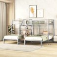 thumbnail image 1 of LZ LEISURE ZONE Metal Twin Over Twin & Twin Bunk Bed, Twin Triple Bunk Bed with Storage, Shelves and Staircase, Bunk Bed Twin Size, No Box Spring Needed, Silver, 1 of 4