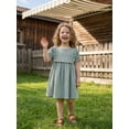 thumbnail image 4 of BemeyourBBs Kids Toddler Baby Girl Summer Cotton Linen Dress Clothes Puff Short Sleeve Ruffle Crew Neck Solid A-line Dress, 4 of 8