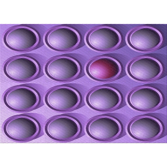 Ahgly Company Indoor Rectangle Patterned Heliotrope Purple Area Rugs, 2' x 4'