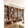 thumbnail image 2 of Librería integrada de pared entera a pared superior, gabinete de arco doméstico de madera maciza fijo, 2 of 4