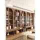 thumbnail image 2 of Librería integrada de pared entera a pared superior, gabinete de arco doméstico de madera maciza fijo, 2 of 4