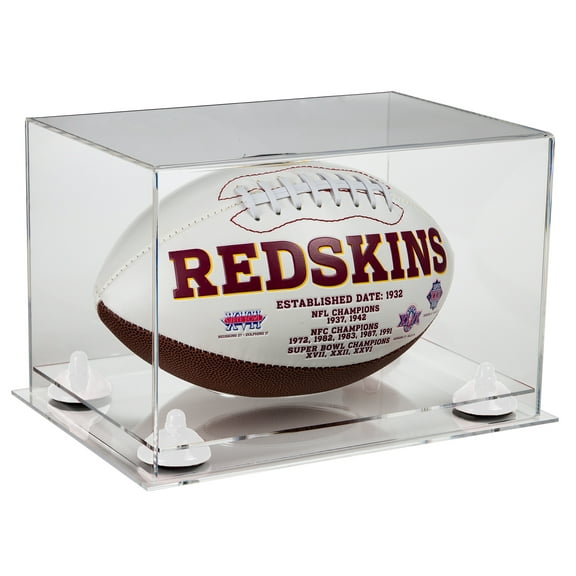 Deluxe Clear Acrylic Football Display Case with White Risers and Clear Base (A004-WR)