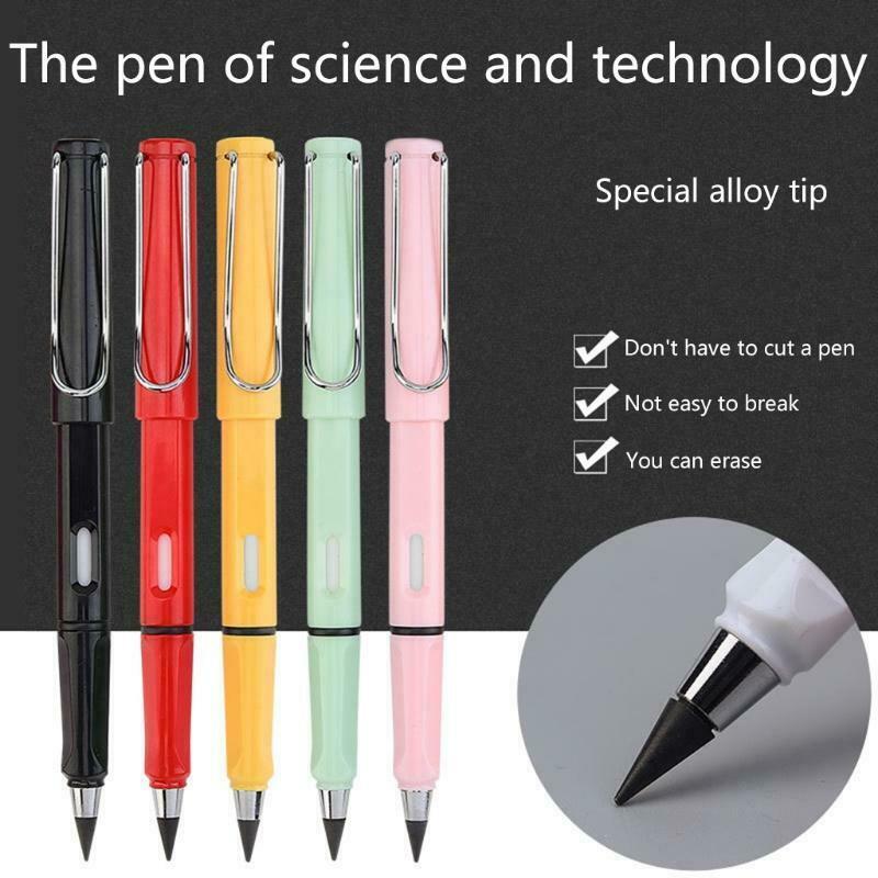 Topboutique Inkless Pencil,7PCS Everlasting Pencil Infinity Inkless Pencil with Extra 7 Eraser Reusable Everlasting Pencil with 7 Replaceable Nibs