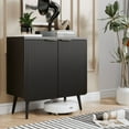 thumbnail image 7 of TOPCOMFY Buffet Cabinet, Sideboard Fluted Cabinet Modern Kitchen Buffet Storage Cabinets with Doors and Shelves, Wood Farmhouse Coffee Bar Station for Entryway & Dining Room & Living Room, Black, 7 of 7