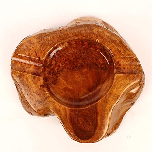 Wood Cigar Ashtray for Outdoor Patio Deep and Windproof Bowl, Unique