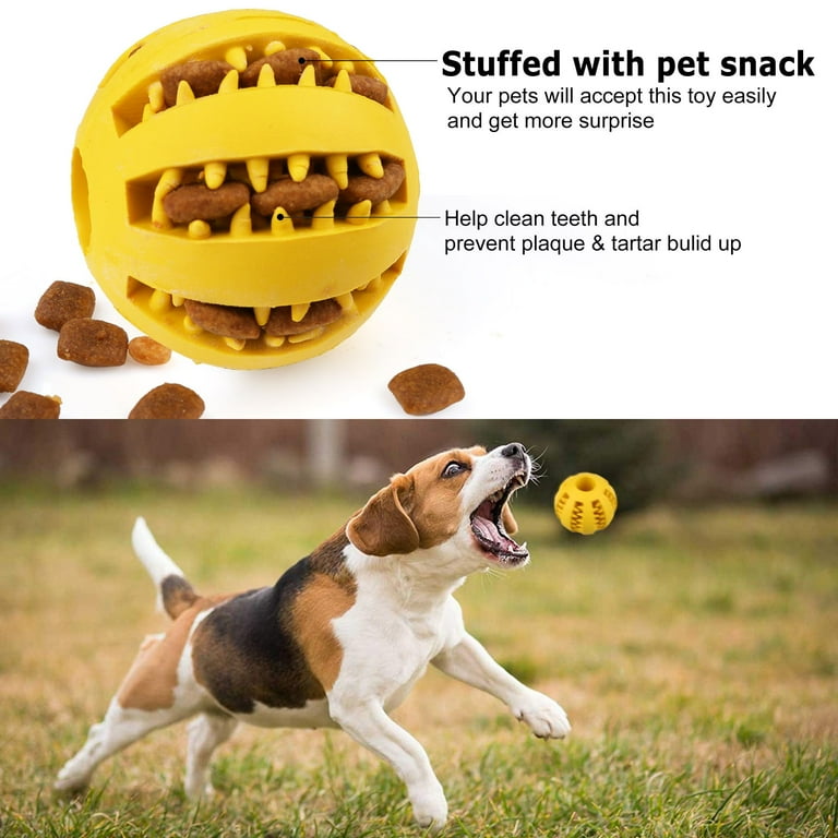 Pet Supplies : PrimePets Dog Treat Ball, 4 Pack Interactive Food Dispensing  Puppy Puzzle Toy, Non-Toxic, Natural Rubber, for Tooth Cleaning, IQ  Training, Chewing, Playing 