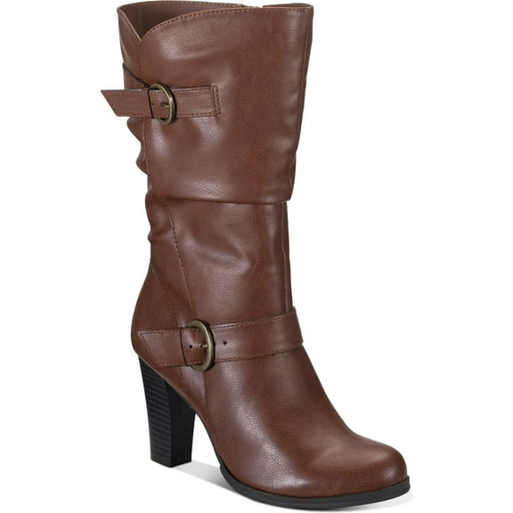 Style & Co. Womens Sachi Faux Leather Block Heel Mid-Calf Boots