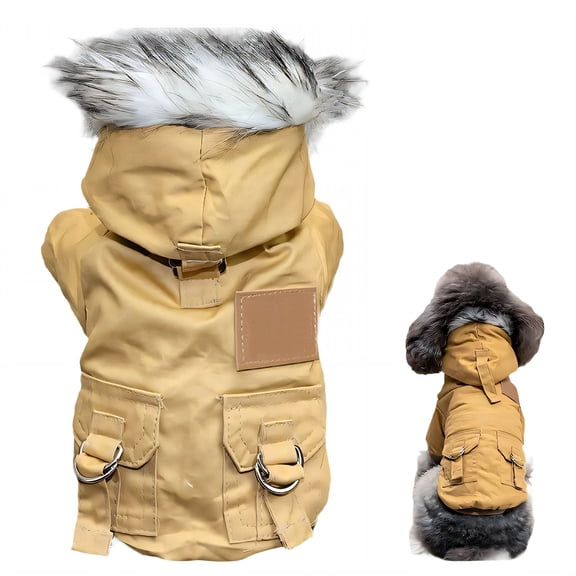 GASTROPOD 1Pcs Dog Coat,Polyester Dog Coats for Small Dogs,Girl Dog Clothes,Khaki,S