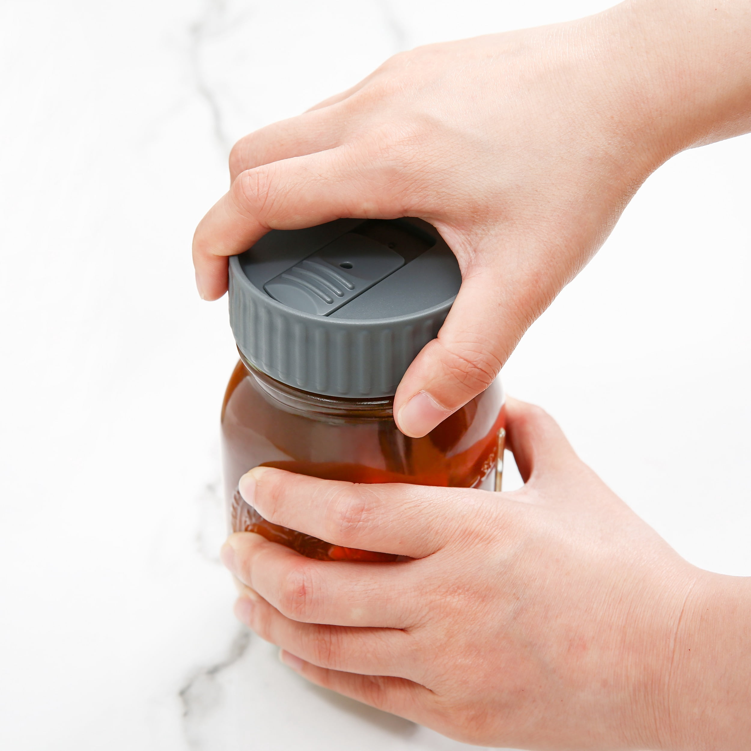 (2 pack) Mainstays BPA-Free Plastic Mason Jar Lids for Drinking – Dishwasher Safe Gray Canning Jar Lids