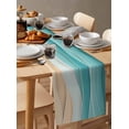 thumbnail image 3 of Turquoise Table Runner Ocean Wave Stripes Modern Abstract Beach Tablerunners 13 x 72 Inch, Table Decorations Tabletop Scarf for Summer Gathering Holiday Farmhouse Kitchen Dining Decor, 3 of 6