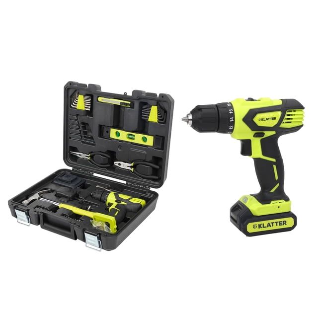 Kit Taladro Inalámbrico Con Herramientas Manuales Klatter Klatter ML-GS18009 +