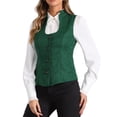 thumbnail image 4 of INSPIRE CHIC Jacquard Steampunk Vest for Women's U Neck Single Breasted Floral Gothic Waistcoat M Green, 4 of 6