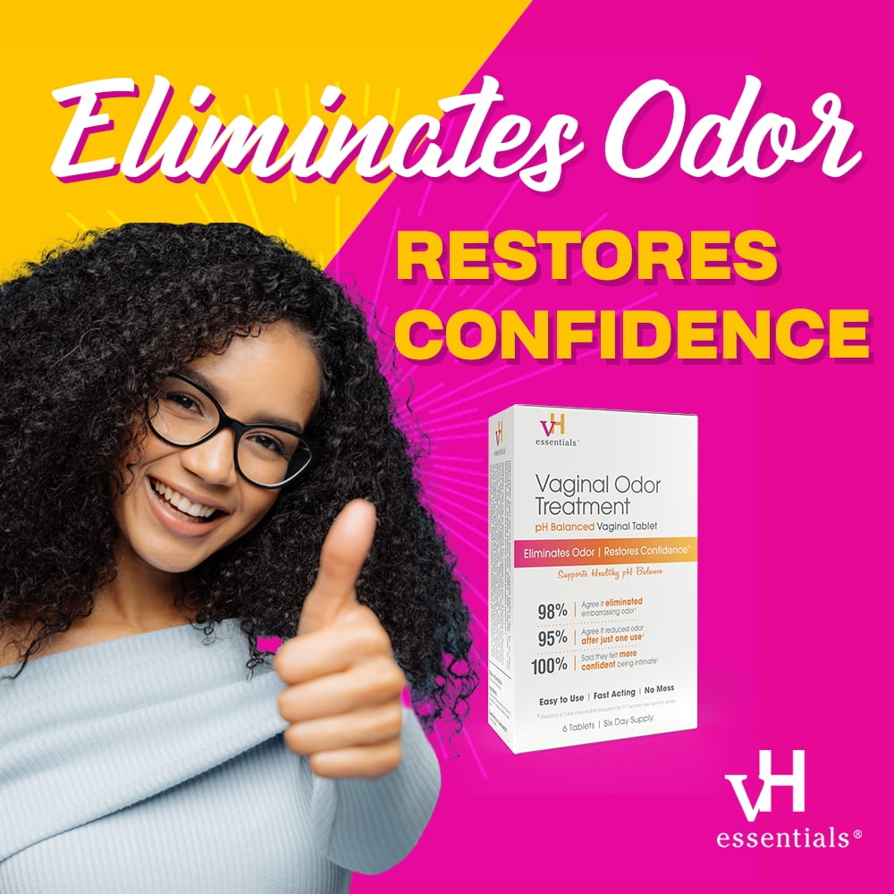 vH essentials Vaginal Odor Treatment, pH Balanced Suppositories, 6 Tablets with Applicator