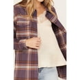 thumbnail image 3 of Cleo + Wolf Women's Plaid Print Oversized Long Sleeve Flannel Button Down Shirt - CLFA22W30-VLT   US, 3 of 4