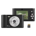 thumbnail image 1 of Cámara digital 1080P Cámara de vídeo digital Foto de 50 MP Lente dual Pantalla de 2.4 pulgadas Zoom digital 8X Batería de flash incorporada con tarjeta TF de 32 GB Regalo de festival de cumpleaños par, 1 of 8