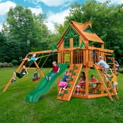 Gorilla Playsets Navigator Treehouse Wooden Swing Set with Monkey Bars, 2 Swing Belts, and Trapeze Bar