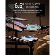 Donner Electric Drum Set with LED Light Up, 150+ Sounds, USB MIDI, Type-C Charging, 4 Quiet Mesh Pad Electronic Dums Kit for Beginner Kids