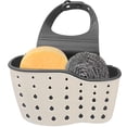 thumbnail image 2 of Ounona Cesta colgante para cocina Baño Almacenamiento Bolsa doble más gruesa Soporte de esponja de drenaje de plástico Organizador de dispositivos Estantes (blanco), 2 of 5