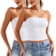 thumbnail image 1 of Blusa informal de verano sin tirantes de color liso para mujer, 2 piezas, de poliéster, 1 of 6