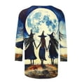 thumbnail image 6 of yoeyez Graphic Tshirts for Women Halloween Vintage Witch Shirts 3/4 Sleeve Crewneck Tunic Tops Multicolor,S, 6 of 6