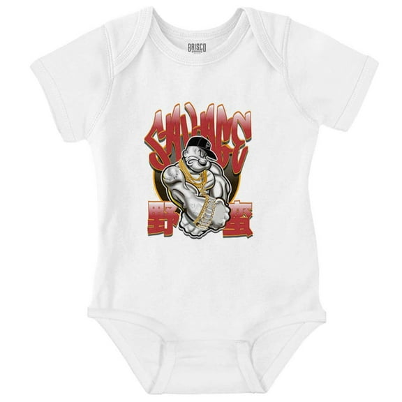 Urban Kanji Popeye Savage Cartoon Romper Boys or Girls Infant Baby Brisco Brands NB