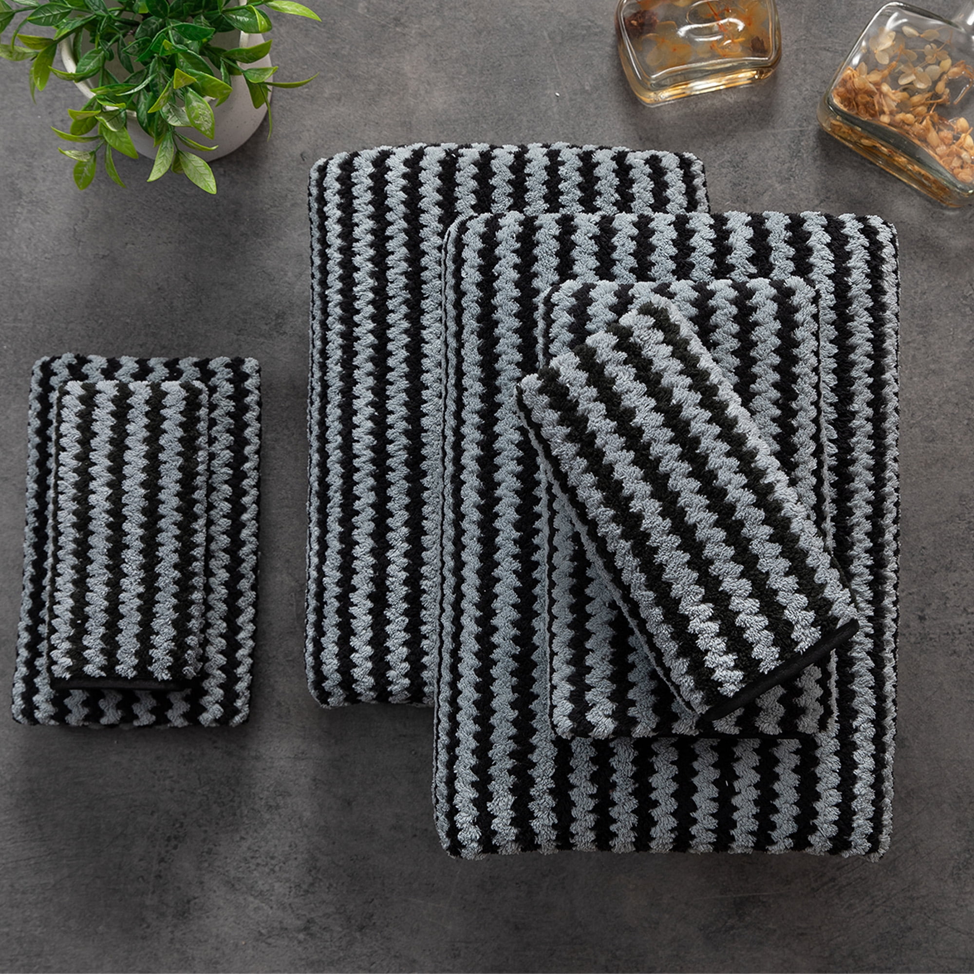 Green Essen 4 Pack Bath Towel Set Soft Bath Sheet 650 GSM Thick Oversized Bath Shower Towels 35"x70" Absorbent Large Bathroom Towels Quick Dry Microfiber Towels Set for Hotel SPA,Black