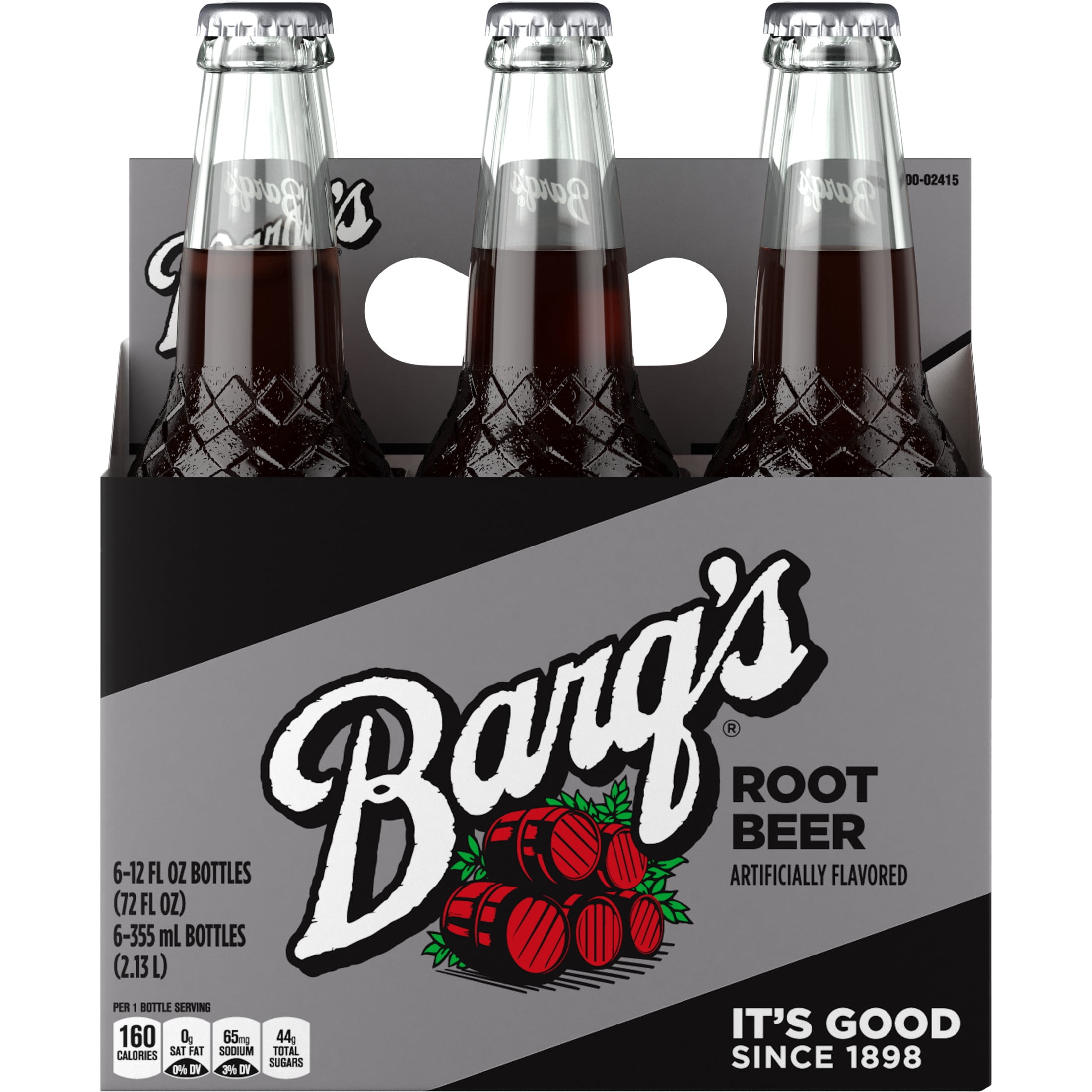 Barq's Root Beer Soda Pop Glass Bottles, 12 fl oz, 6 Pack