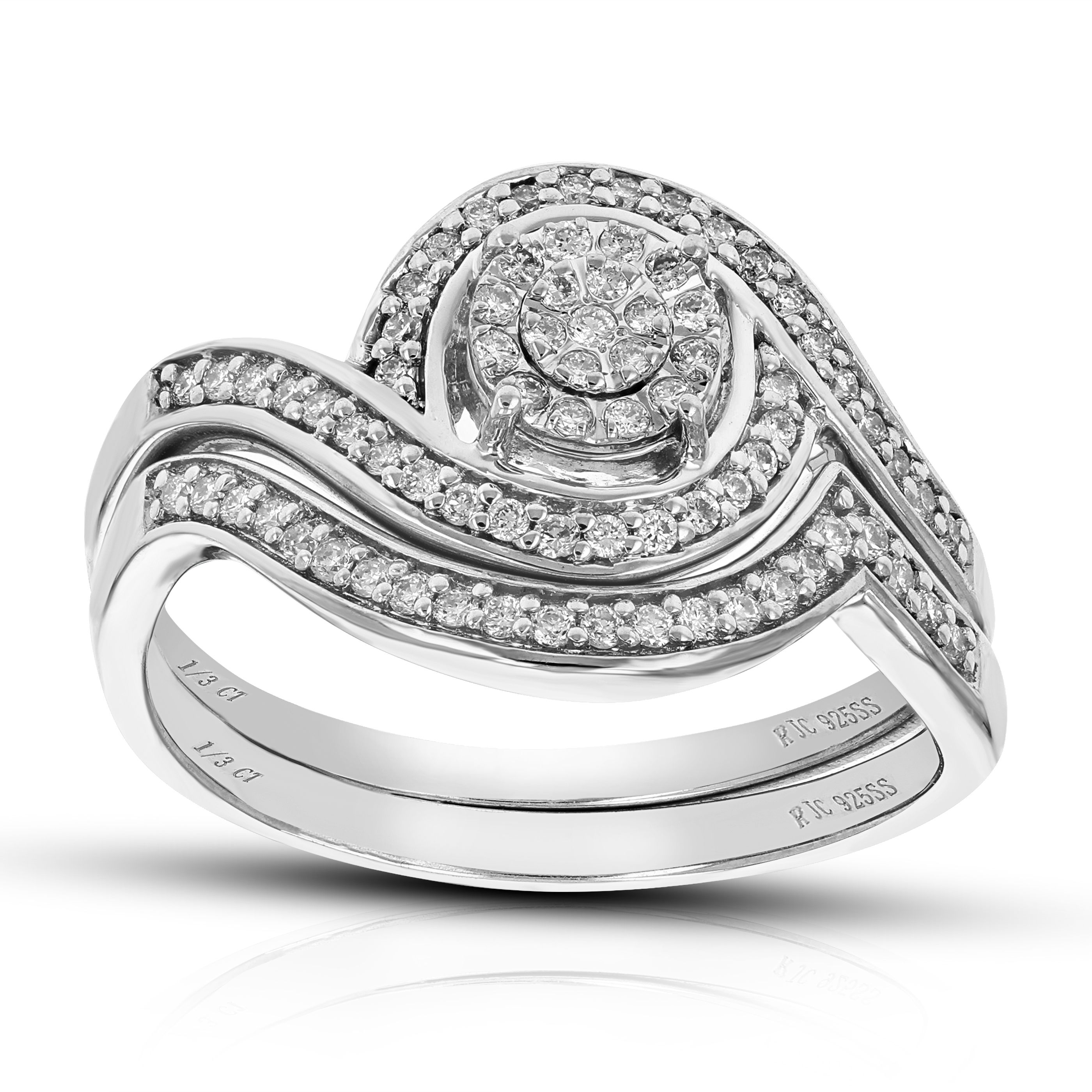 1/3 CTTW Wedding Engagement Ring Bridal Set, Round Lab Grown Diamond