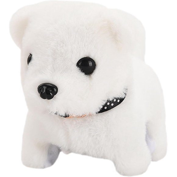 Electronic Puppy Plush Dog Toys for Toddlers Kids,Realistic Fun Interactive Pet Toy,Walking,Barking,Tail Wagging (Bichon Frize-Whit